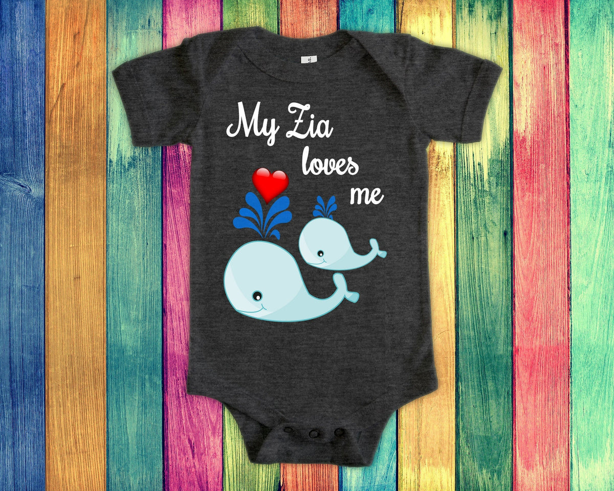 Zia Loves Me Cute Aunt Name Whale Baby Bodysuit Tshirt or Toddler Shirt Italy Italian Aunt Gift or Pregnancy Reveal Announcement Graphic Tee – Feel-Good Design · Perfect For Daily Wear