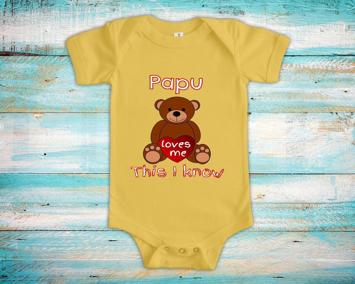 Papu Loves Me Cute Grandpa Name Bear Baby Bodysuit Tshirt or Toddler Shirt Greece Greek Grandfather Gift or Pregnancy Reveal Announcement Graphic Tee – Aesthetic Look · Must-Have Style