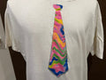 Vintage 8039s Rainbow Tie White T Shirt Size L Graphic Tee – Bold Style · High-Quality Print