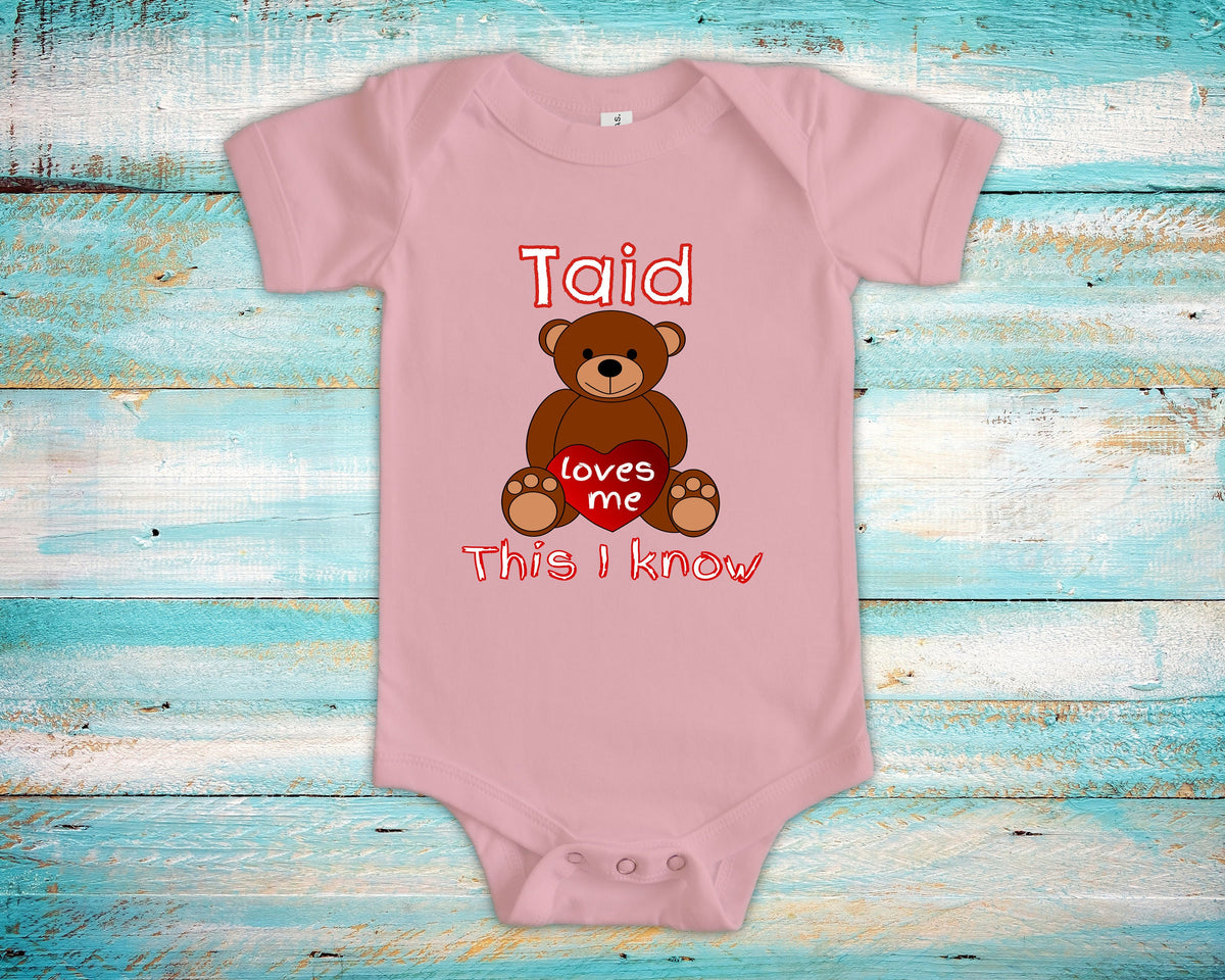 Taid Loves Me Cute Grandpa Name Bear Baby Bodysuit Tshirt or Toddler Shirt Celtic Welsh Grandfather Gift or Pregnancy Reveal Announcement Graphic Tee – Aesthetic Look · Perfect For Daily Wear