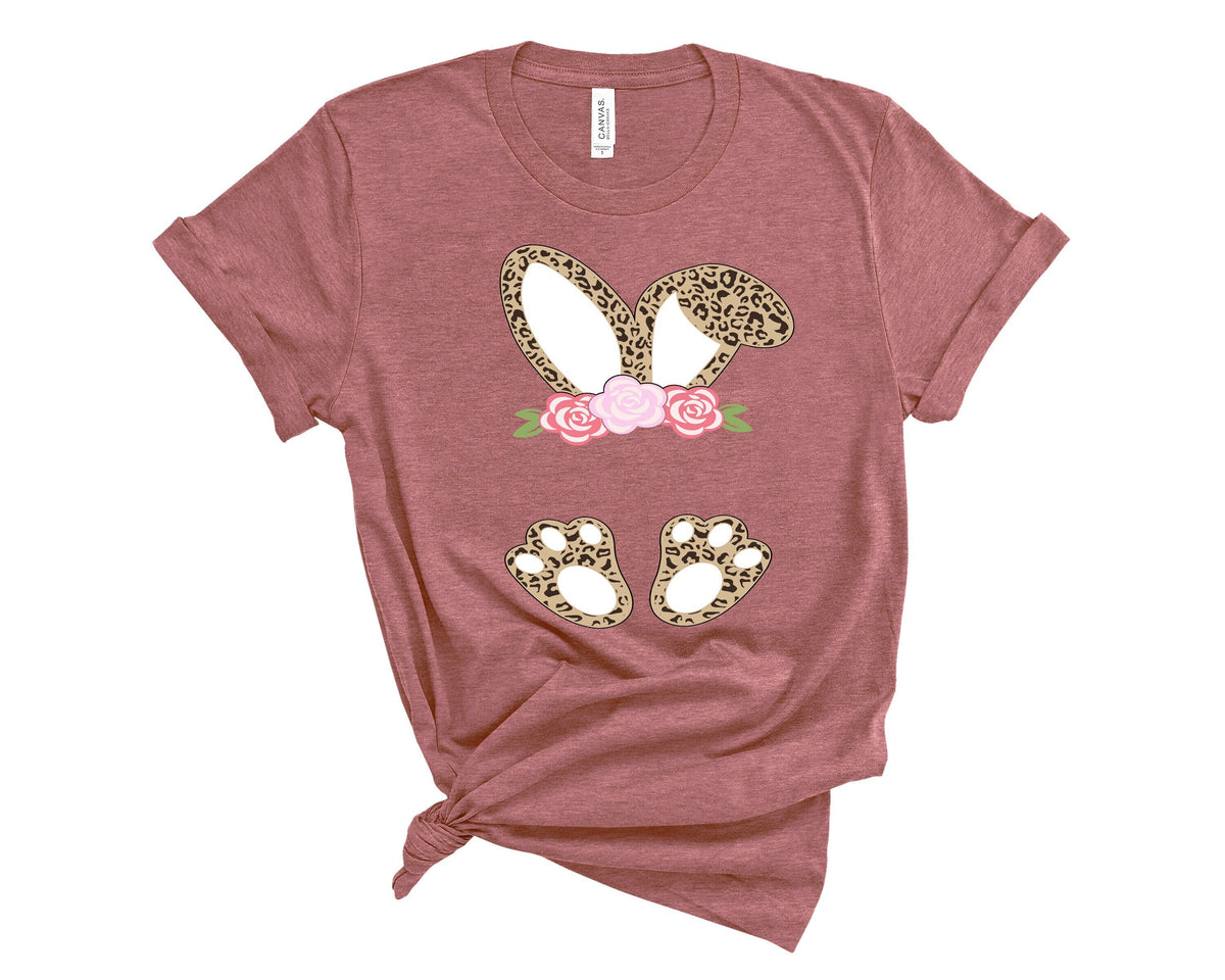 Floral Cheetah print bunny ears feet ShirtEaster Bunny ShirtEaster Shirt For WomanEaster ShirtEaster Family ShirtEaster Matching Shirt Graphic Tee – Easygoing Wear · Perfect For Daily Wear