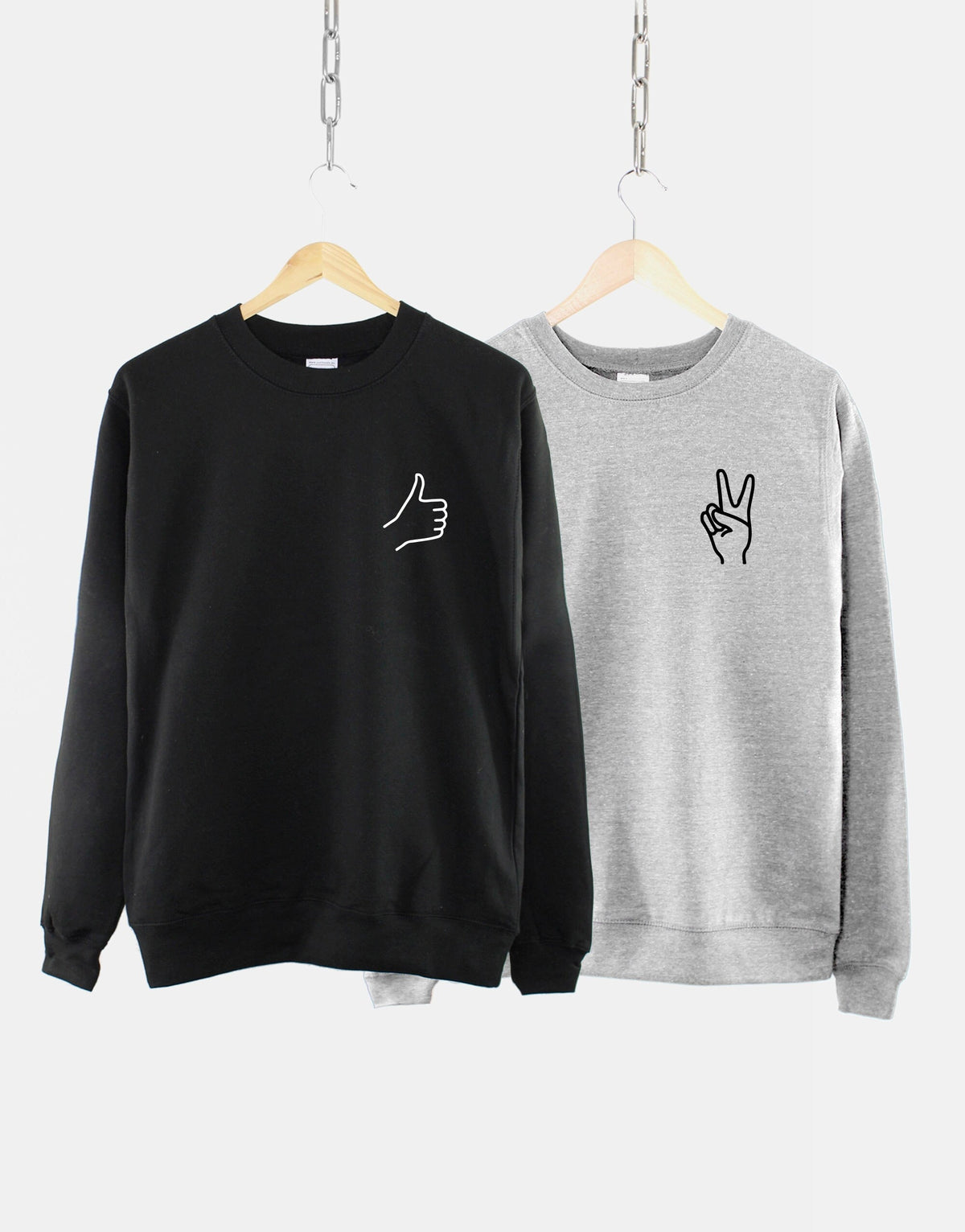 Hand Signs Sweatshirt Personalised Hands Print Pocket Sweatshirt Womens Best Friends Sweatshirt Thumbs Up Peace Fist Bump High Five Sweatshirt – Feel-Good Design · Top Pick For Any Outfit