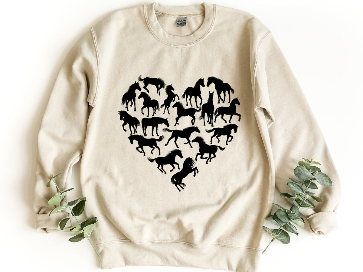 Horses Heart Sweatshirt Horse Lover Sweater Horse Lover Gift Horse Crewneck Sweater Equestrian Gift Sweater Sweatshirt – Cozy Vibes · High-Quality Print