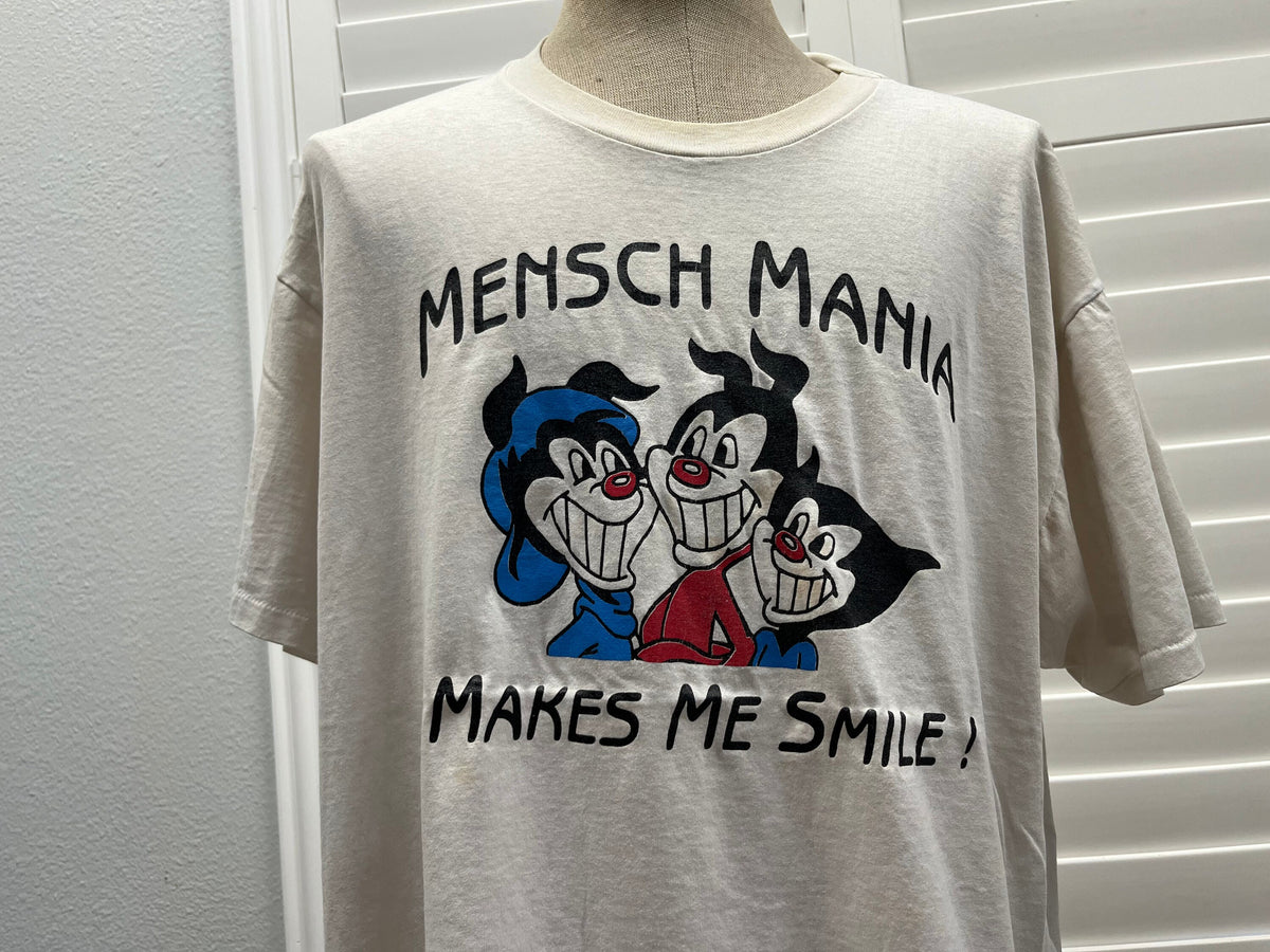 Vintage 9039s Mensch Mania Make Me Smile T Shirt Size XL Graphic Tee – Warm & Stylish · High-Quality Print