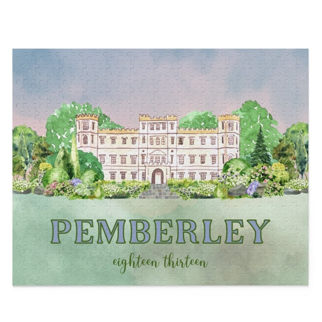 Pride and Prejudice Puzzle Pemberley 1813 500 Pieces Gift for Pride and Prejudice Fan Jane Austen Puzzle Regency Era England Puzzle Graphic Tee – Bold Style · Top Pick For Any Outfit