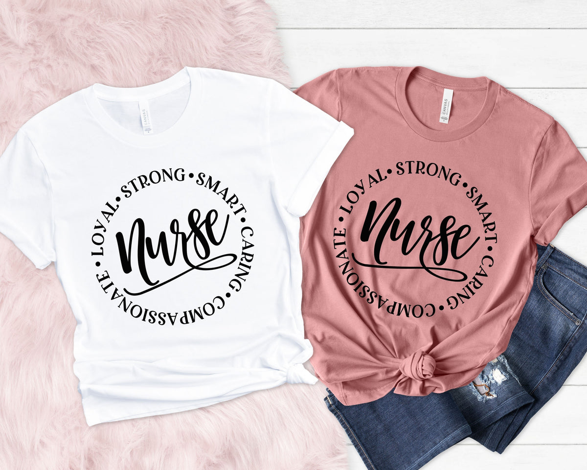 Nurses Superhero Nurse Week Shirt For Woman Nursing Shirt Nursing School TeeStrongSmartCaringCompassionateLoyal Nurse Shirt Graphic Tee – Easygoing Wear · High-Quality Print