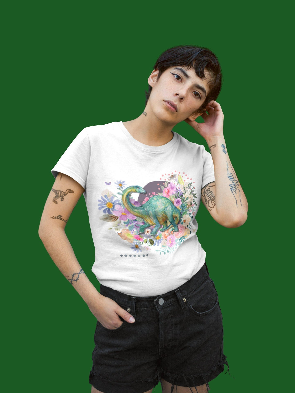 Floral Dinosaur TShirt Cute and Colorful Brachiosaurus Tee Shirt for Dinosaur Lovers Dinosaur Gift Floral Dino Shirt Over the Top T Graphic Tee – Easygoing Wear · High-Quality Print