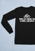 Biker TShirt Motorcycle Rider Gift When Life Throws You A Curve Motorbike Shirt Long Sleeve Tee Graphic Tee – Aesthetic Look · Perfect For Daily Wear