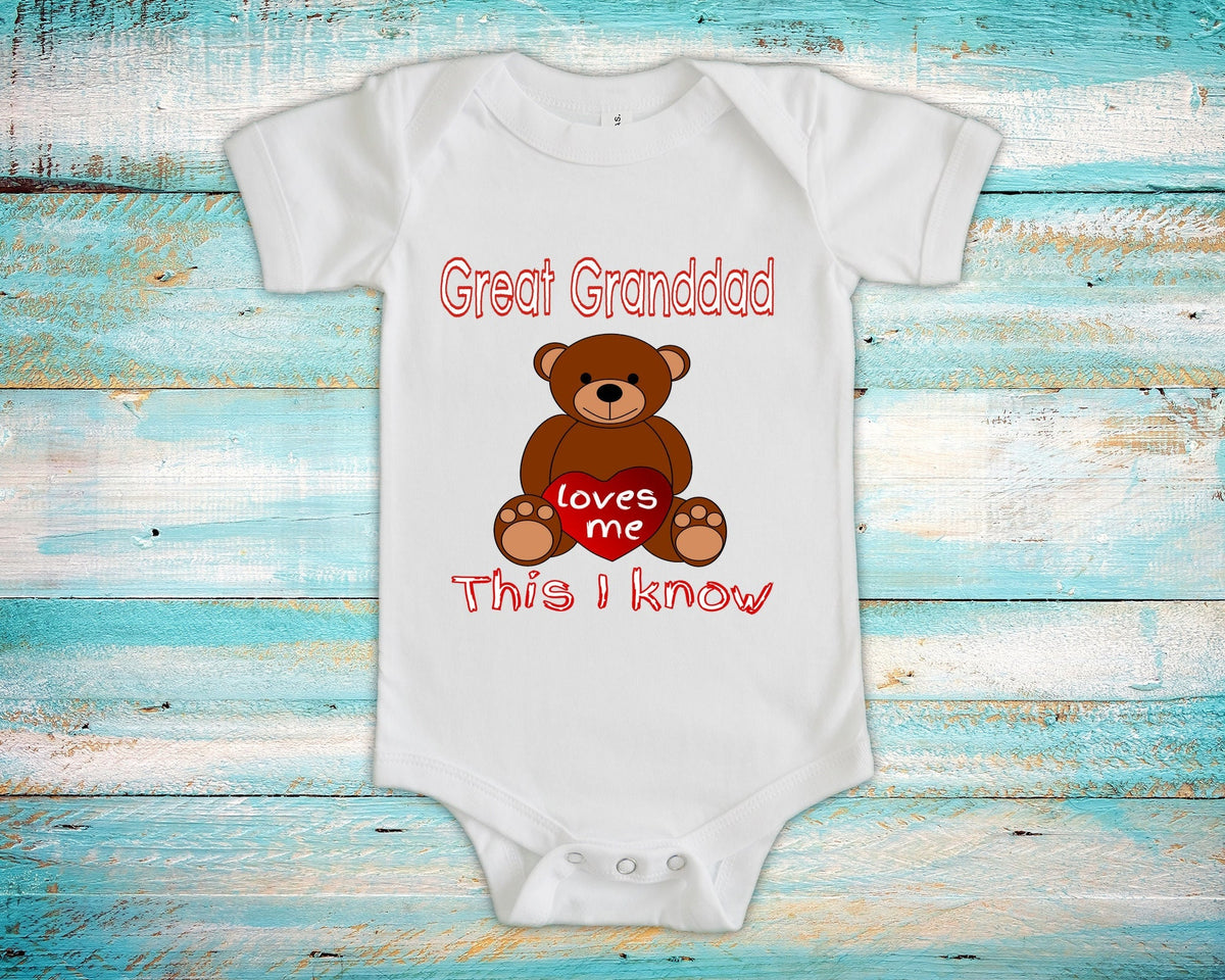 Great Granddad Loves Me Great Grandpa Name Bear Baby Bodysuit Tshirt or Toddler Shirt Special Great Grandfather Gift or Pregnancy Reveal Graphic Tee – Bold Style · Must-Have Style
