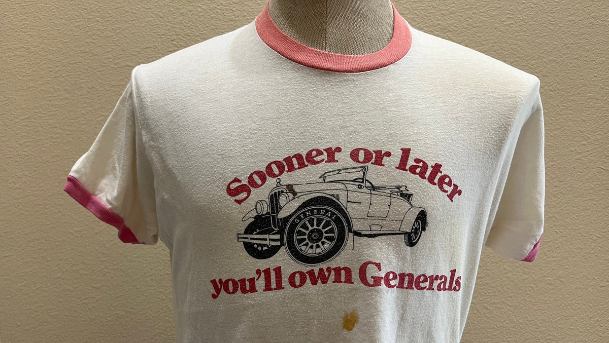 Vintage 8039s GENERAL Car Sooner or Later You39ll Own Generals White T Shirt Size M Graphic Tee – Soft Feel · High-Quality Print