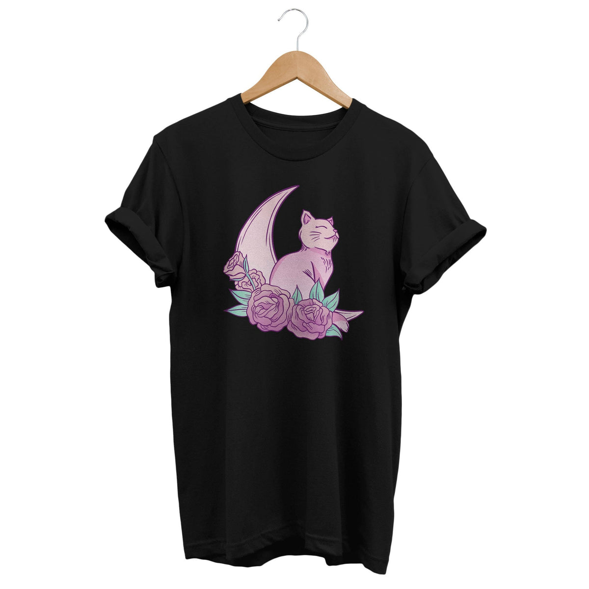 Moon Cat Tshirt Pastel Kawaii Shirt Soft Girl Clothes Yume Kawaii Top Pastel Witch Outfit Harajuku Clothing Grunge Outfit Witchy Tee Graphic Tee – Bold Style · Perfect For Daily Wear