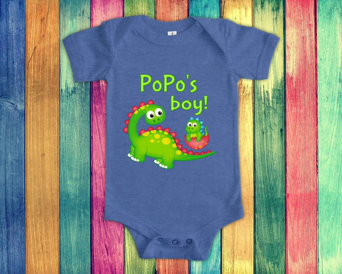 PoPo39s Boy Cute Grandma Name Dinosaur Baby Bodysuit Tshirt or Toddler Shirt for a Chinese Grandmother Gift or Pregnancy Reveal Announcement Graphic Tee – Easygoing Wear · Trending Graphic Apparel