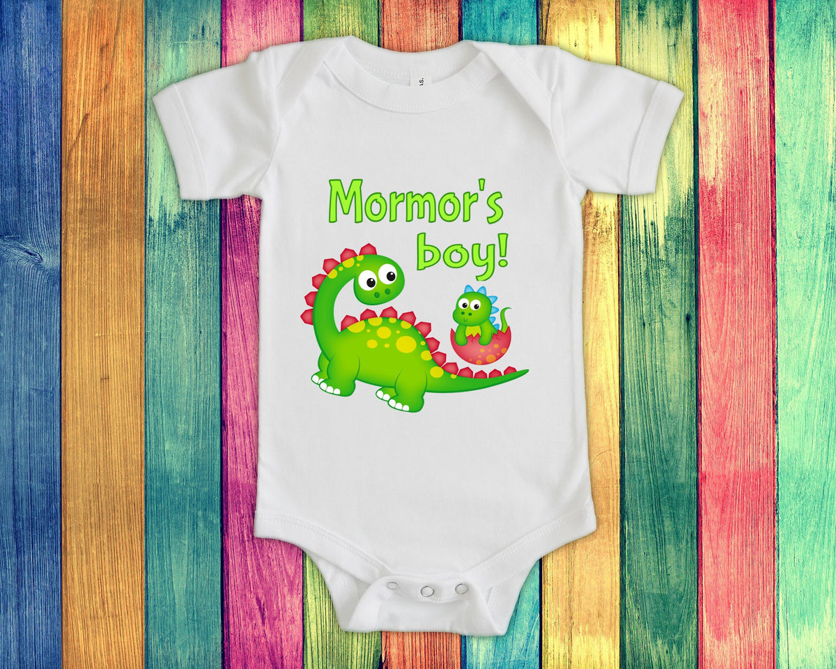 Mormor39s Boy Cute Grandma Name Dinosaur Baby Bodysuit Tshirt or Toddler Shirt for a Norwegian Swedish Grandmother Gift or Pregnancy Reveal Graphic Tee – Premium Graphic · High-Quality Print