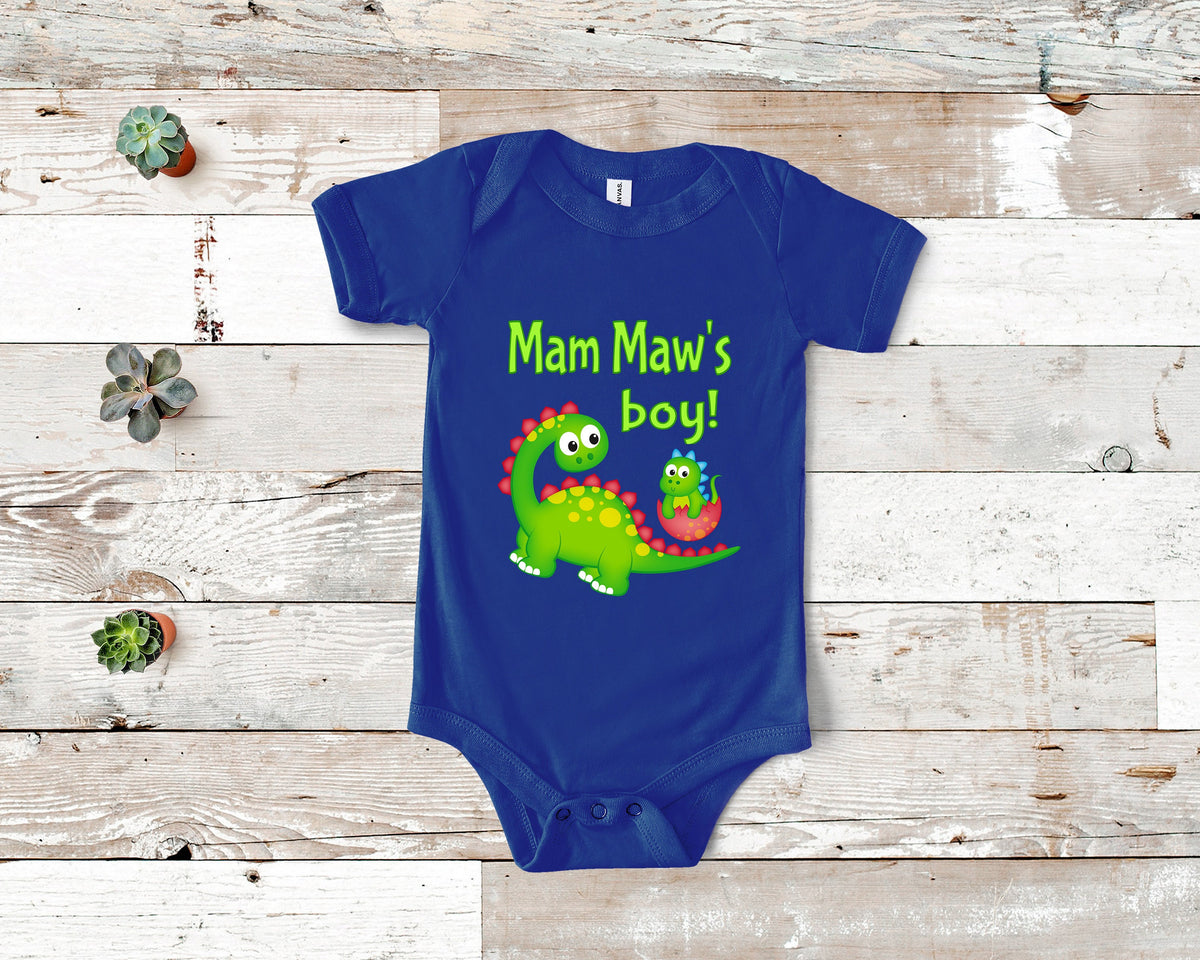 Mam Maw39s Boy Cute Grandma Name Dinosaur Baby Bodysuit Tshirt or Toddler Shirt for a Special Grandmother Gift or Pregnancy Announcement Graphic Tee – Premium Graphic · Great Gift For Fans