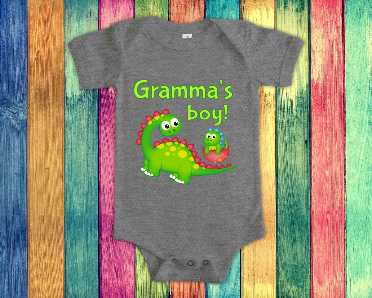 Gramma39s Boy Cute Grandma Name Dinosaur Baby Bodysuit Tshirt or Toddler Shirt for a Special Grandmother Gift or Pregnancy Announcement Graphic Tee – Warm & Stylish · Must-Have Style