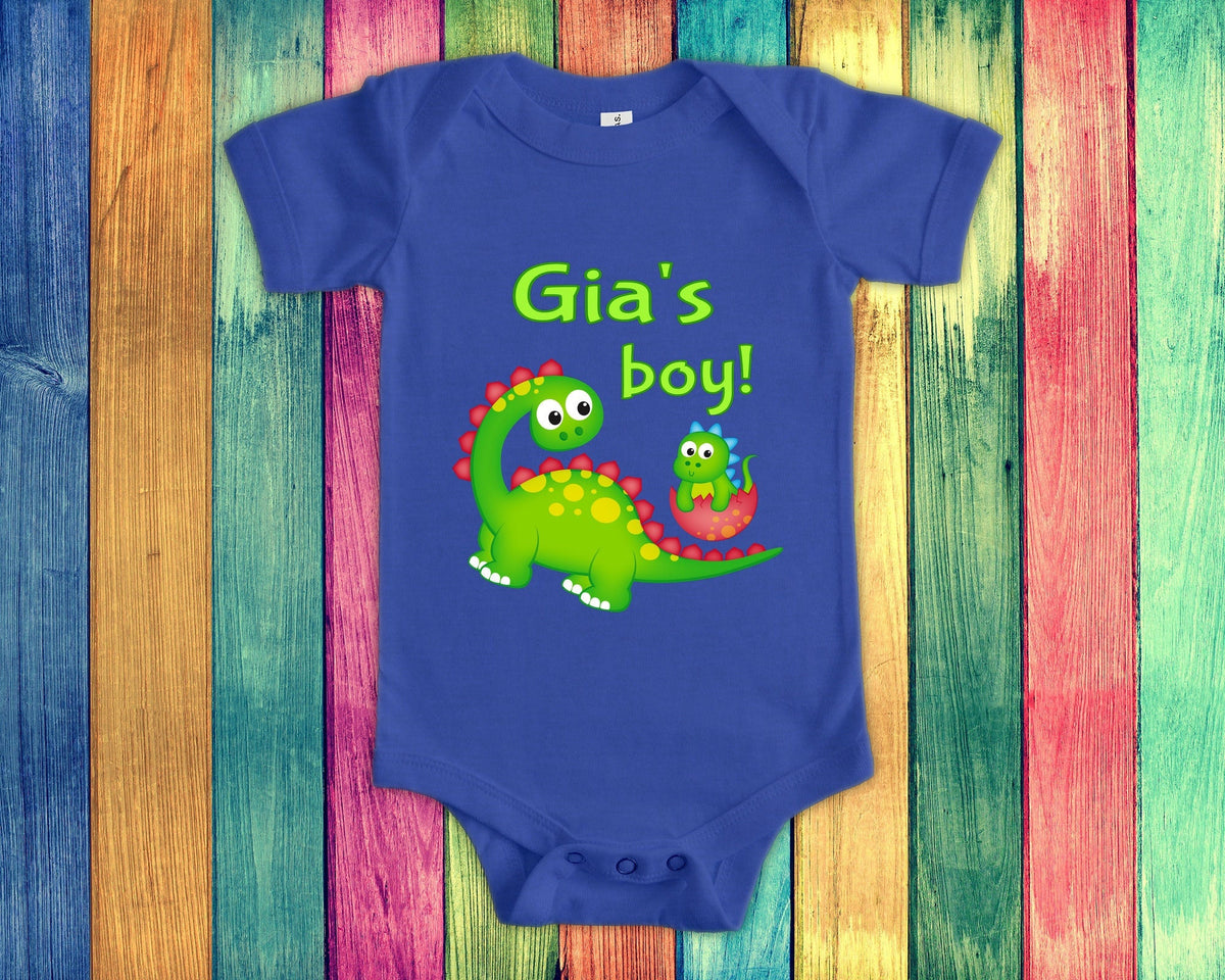 Gia39s Boy Cute Grandma Name Dinosaur Baby Bodysuit Tshirt or Toddler Shirt for a Special Grandmother Gift or Pregnancy Reveal Announcement Graphic Tee – Cozy Vibes · Great Gift For Fans
