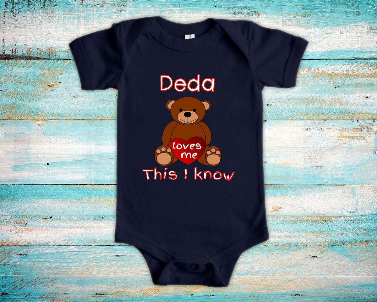 Deda Loves Me Cute Grandpa Name Bear Baby Bodysuit Tshirt or Toddler Shirt Russian Czech Grandfather Gift or Pregnancy Reveal Announcement Graphic Tee – Feel-Good Design · Great Gift For Fans
