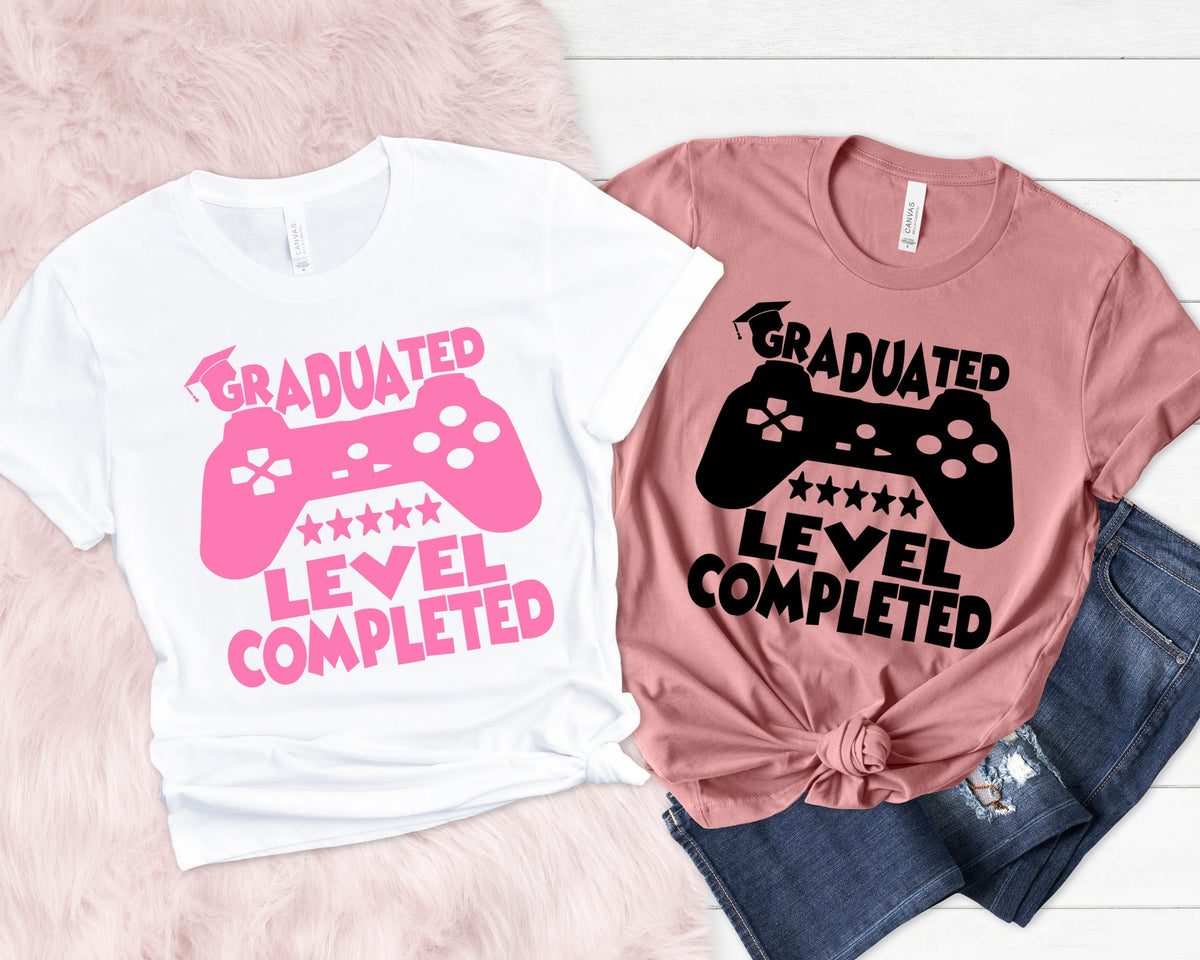 Graduated level completed ShirtGraduation 2023 ShirtSenior ShirtGraduation Gift ShirtGraduation video game ShirtGamer Graduate Shirrt Graphic Tee – Soft Feel · High-Quality Print