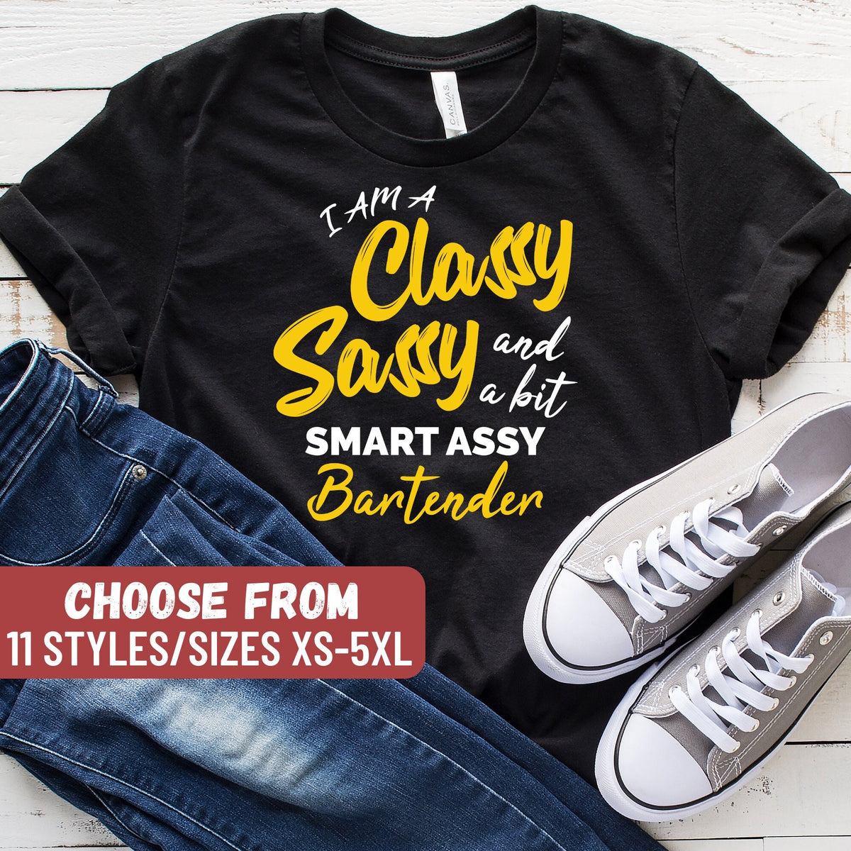 Funny Bartender Shirt Bartender Gifts Bartender Tee Bartender Lover I Am A Classy Sassy And A Bit Smart Assy Bartender TShirt Graphic Tee – Warm & Stylish · Great Gift For Fans