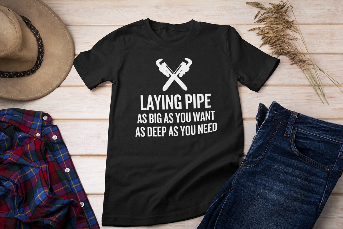 Funny Plumber Shirt Plumber Gift Idea Plumbing Present Laying Pipe Graphic Tee – Fan Favorite · Trending Graphic Apparel