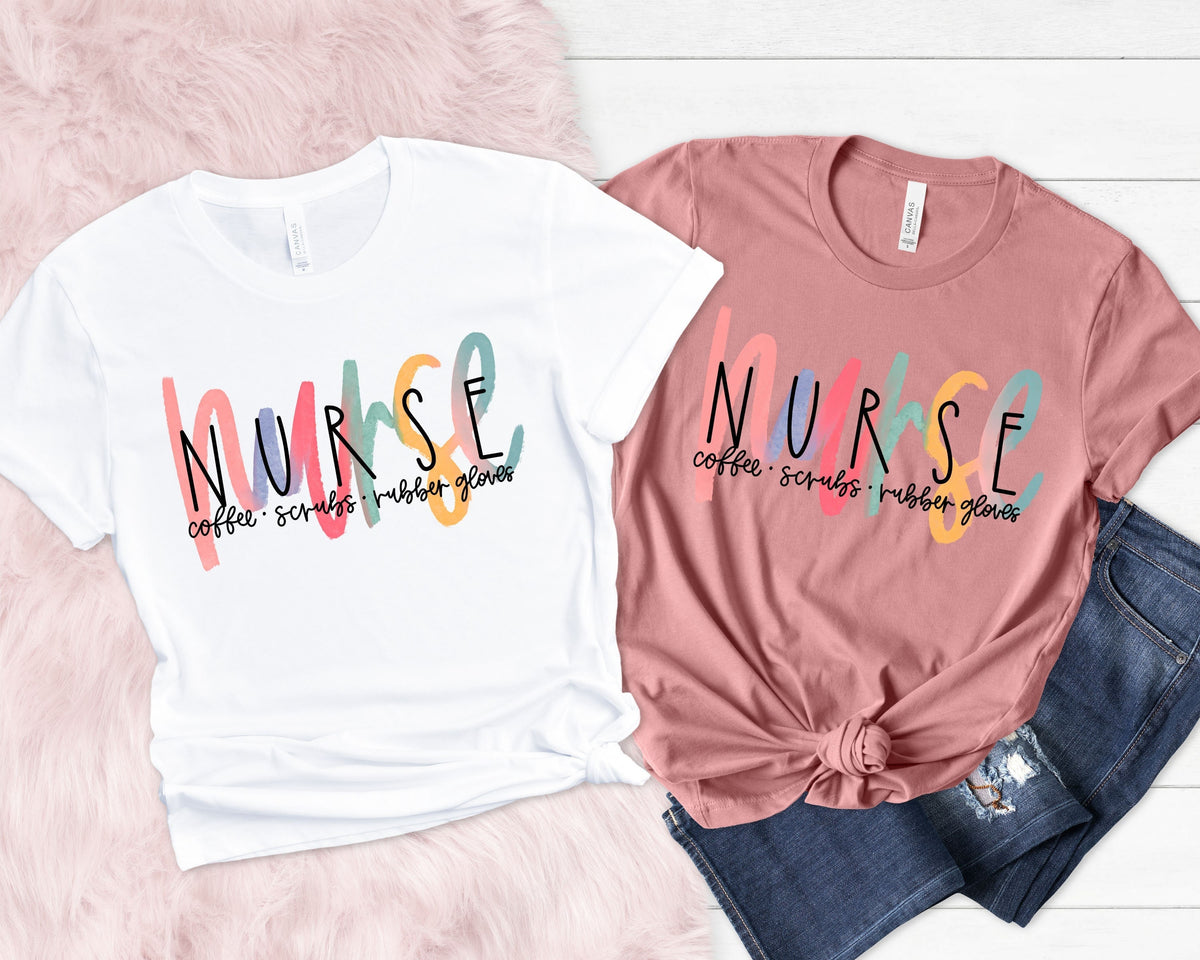 Coffee Scrubs and Rubber Gloves Nurse Life Shirt Nurse Life Nurse Tshirt Nurse Hero Funny Nurse Tshirt Cute Nurse Shirt Nurse Gift Graphic Tee – Feel-Good Design · Must-Have Style