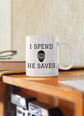 Funny Hockey Mom Mug Goalie Mom Gift I Spend He Saves Hockey Dad Goalie Dad Mother39s Day Mother39s Birthday Graphic Tee – Aesthetic Look · Perfect For Daily Wear