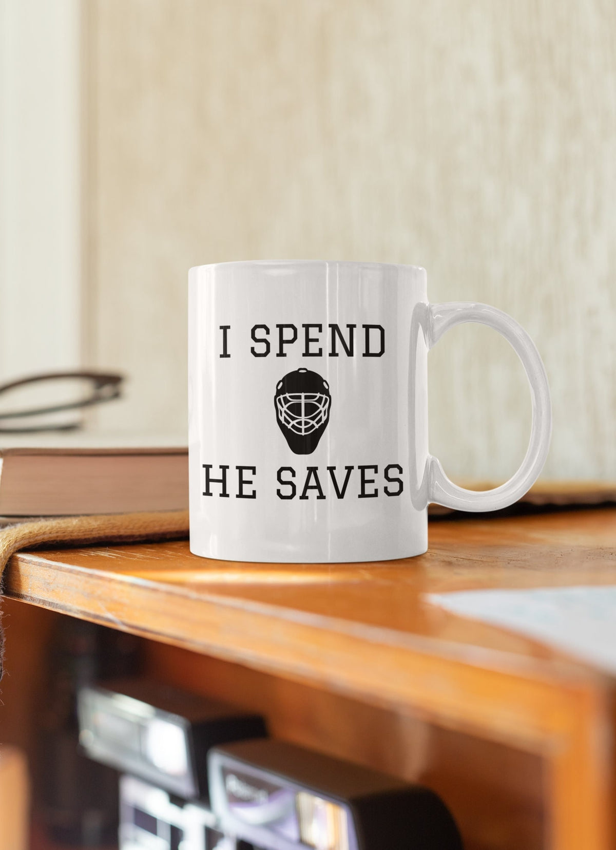Funny Hockey Mom Mug Goalie Mom Gift I Spend He Saves Hockey Dad Goalie Dad Mother39s Day Mother39s Birthday Graphic Tee – Aesthetic Look · Perfect For Daily Wear