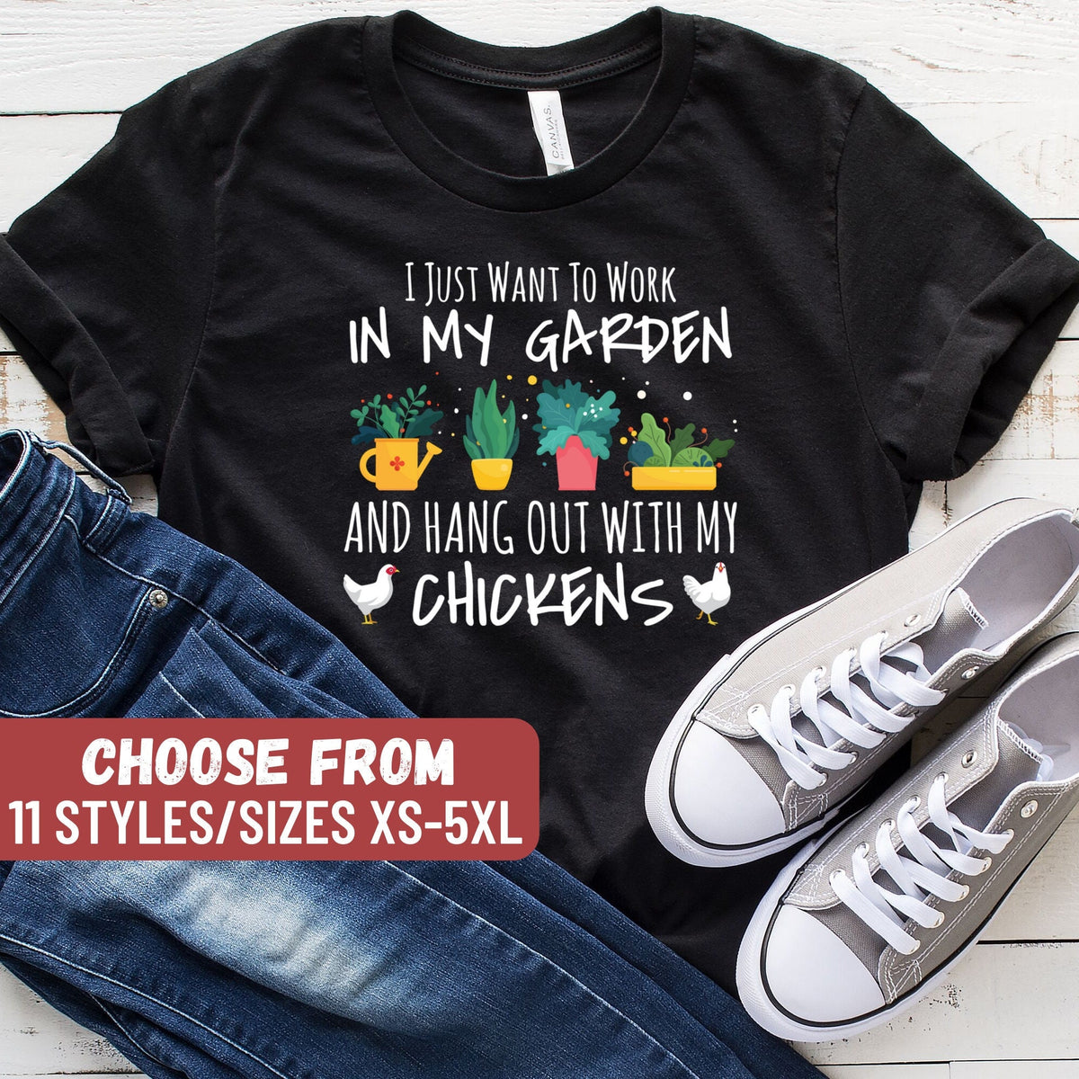 Funny Chicken Shirt Chicken Farmer Chicken Lover Chicken Owner I Just Want To Work In My Garden And Hang Out With My Chickens TShirt Graphic Tee – Cozy Vibes · Trending Graphic Apparel