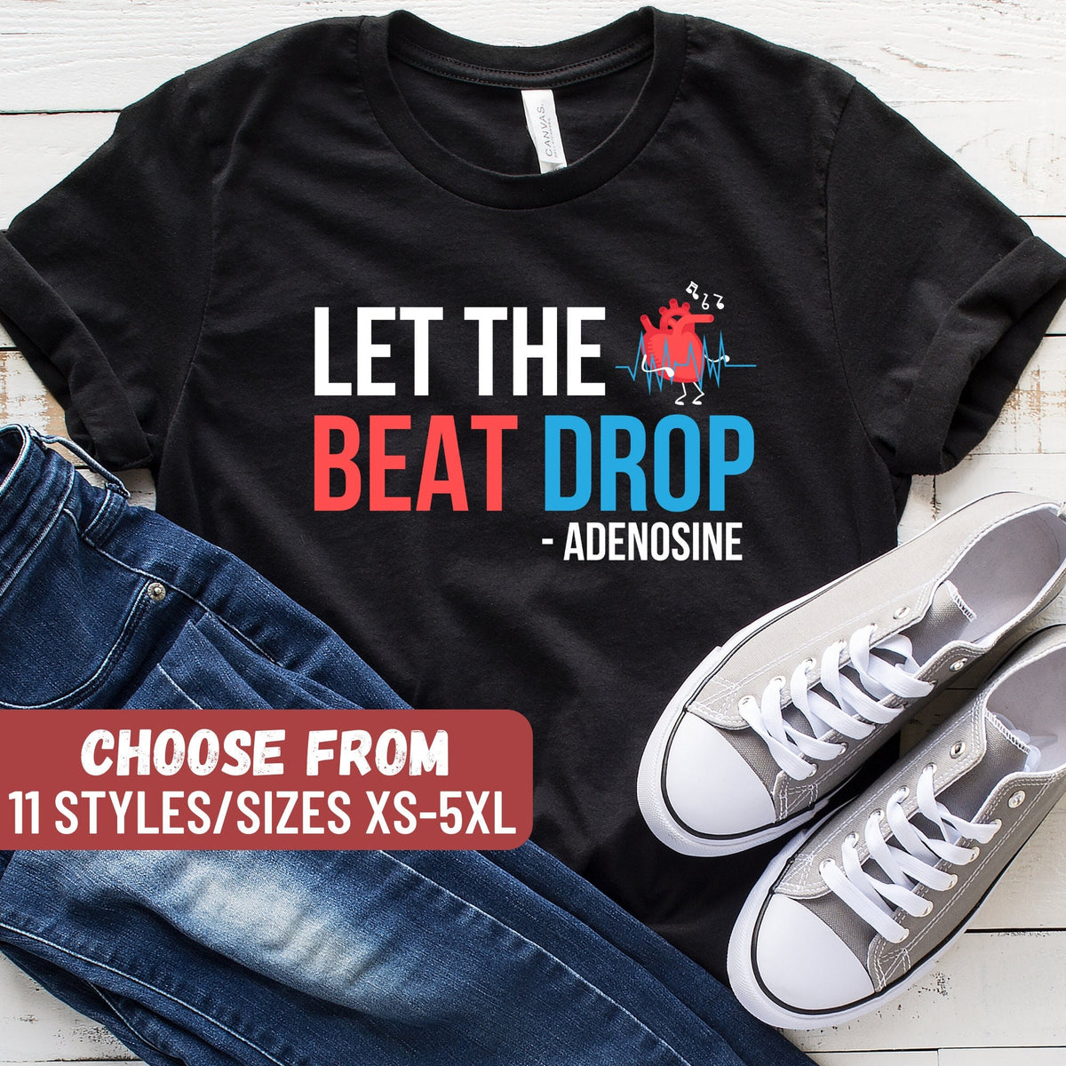 Nurse Shirt Nursing Shirt Funny Nurse Shirt Nursing School Shirt Gift For Nurse Nurse Gift Let The Beat Drop Adenosine TShirt Graphic Tee – Warm & Stylish · Top Pick For Any Outfit