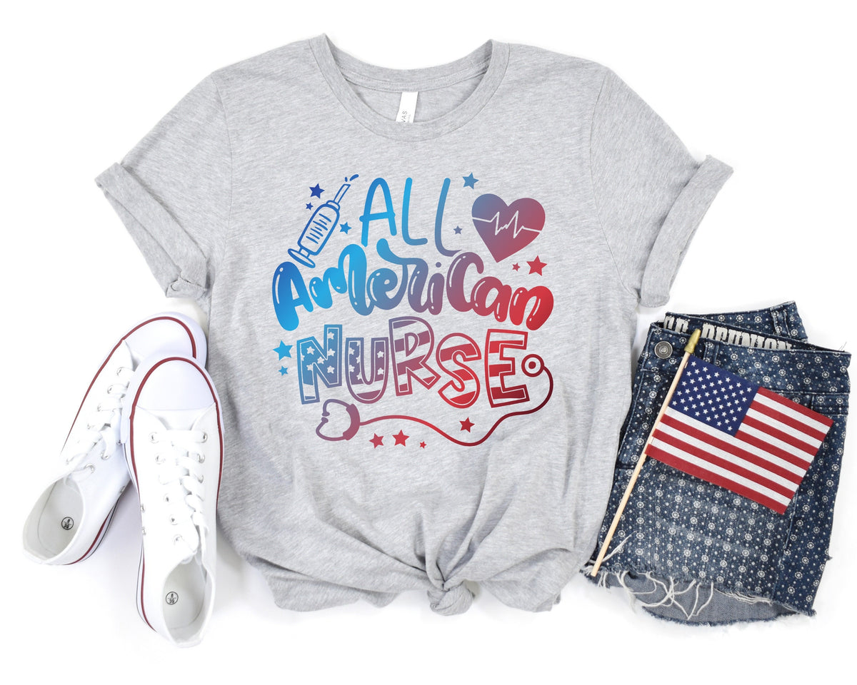 4th of July Nurse ShirtFreedom ShirtFourth Of July ShirtPatriotic TeeIndependence Day ShirtsPatriotic Family ShirtsAll American Nurse Graphic Tee – Bold Style · Top Pick For Any Outfit