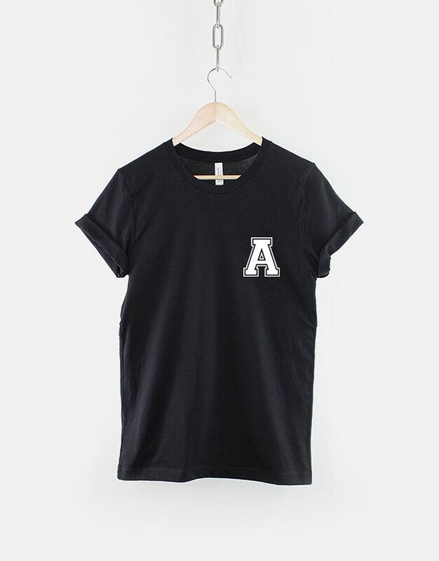 Customized Name Initial TShirt Custom Personalized Initials Varsity TShirt Graphic Tee – Everyday Comfort · Perfect For Daily Wear