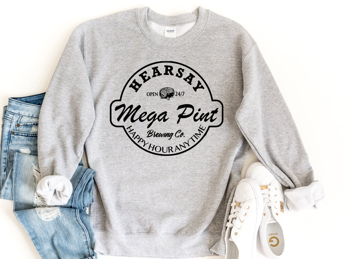 Mega Pint Sweatshirt Happy Hour Anytime Pullover Support Johnny Depp Crewneck Sweatshirt Hearsay Brewing Co Sweatshirt Johnny Depp Gift Sweatshirt – Aesthetic Look · Must-Have Style