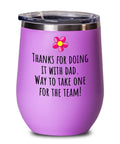 Funny Mom Wine Tumbler Mother Gift Idea Mother39s Day Mother39s Birthday Thanks For Doing It With Dad Graphic Tee – Bold Style · Top Pick For Any Outfit