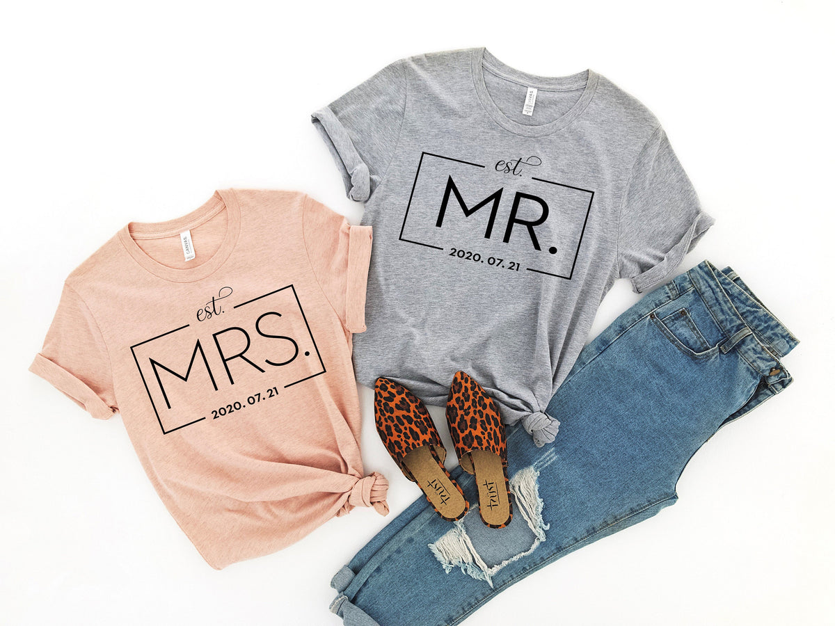 Mr and Mrs Shirt Wedding Party Tshirt Honeymoon ShirtWedding ShirtWife and Hubs Shirts Just Married Shirts Matching Couple Shirt Graphic Tee – Cozy Vibes · Top Pick For Any Outfit