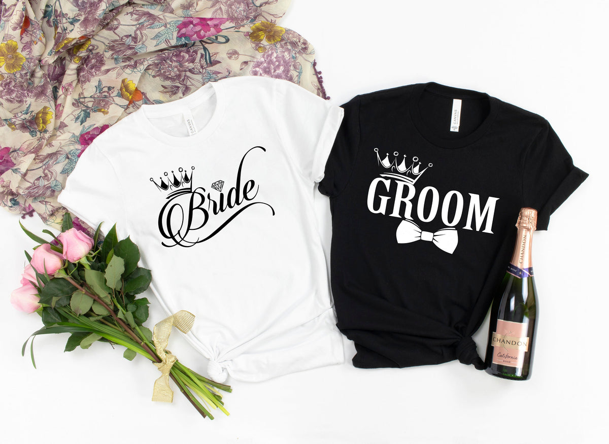 Bride and Groom Shirt Wedding Party Tshirt Honeymoon ShirtWedding ShirtWife and Hubs Shirts Just Married Shirts Matching Couple Shirt Graphic Tee – Fan Favorite · Perfect For Daily Wear