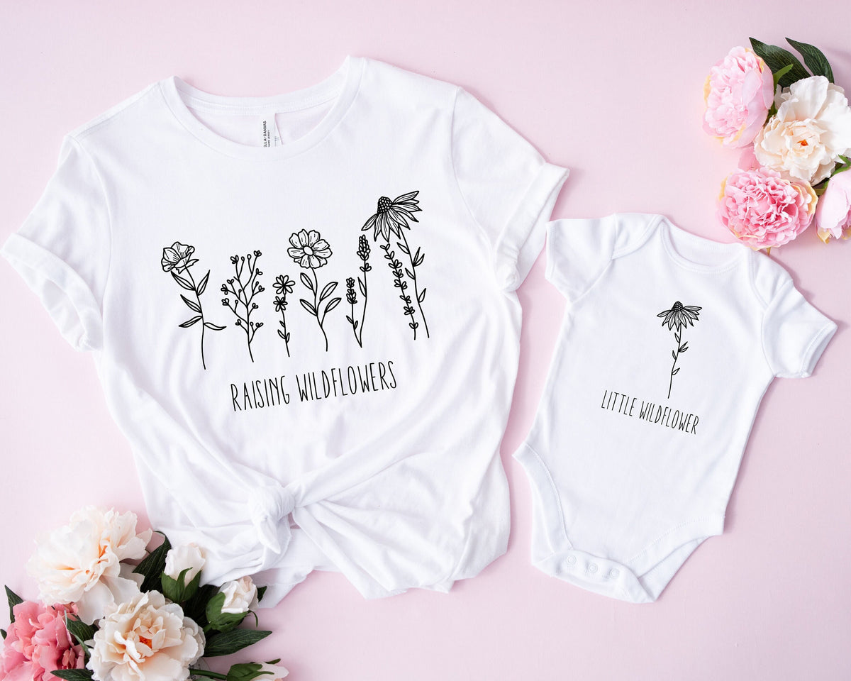 Raising Wildflowers Shirt Mom and Baby Shirts Flowers Shirt Women Flower Shirt Mothers Day Matching Shirt Mother39s Day Baby Shirt Graphic Tee – Everyday Comfort · High-Quality Print