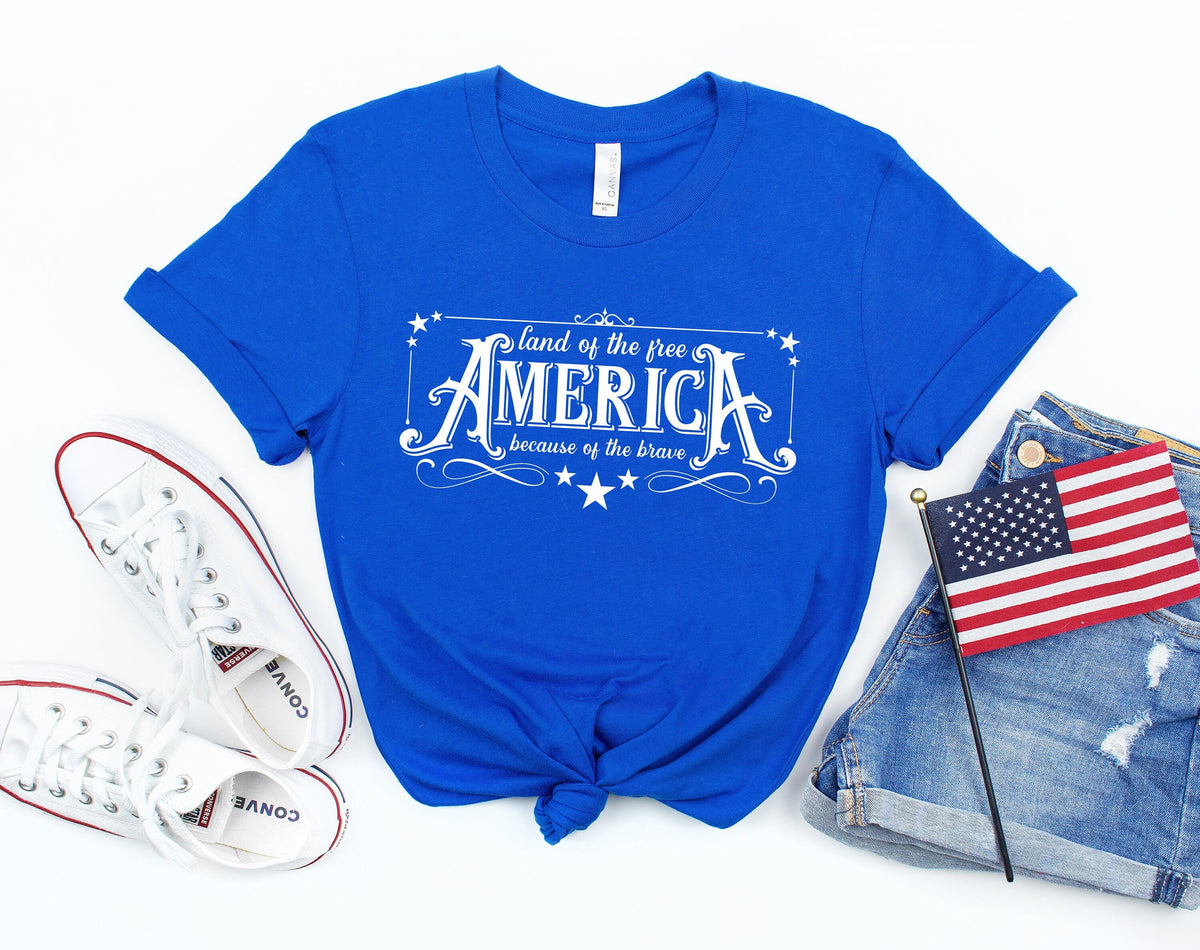 America The Land Of The Free Because Of The Brave Shirt4th of July 2022 TeeFreedom ShirtFourth Of July ShirtPatrioticIndependence Day Graphic Tee – Bold Style · Great Gift For Fans