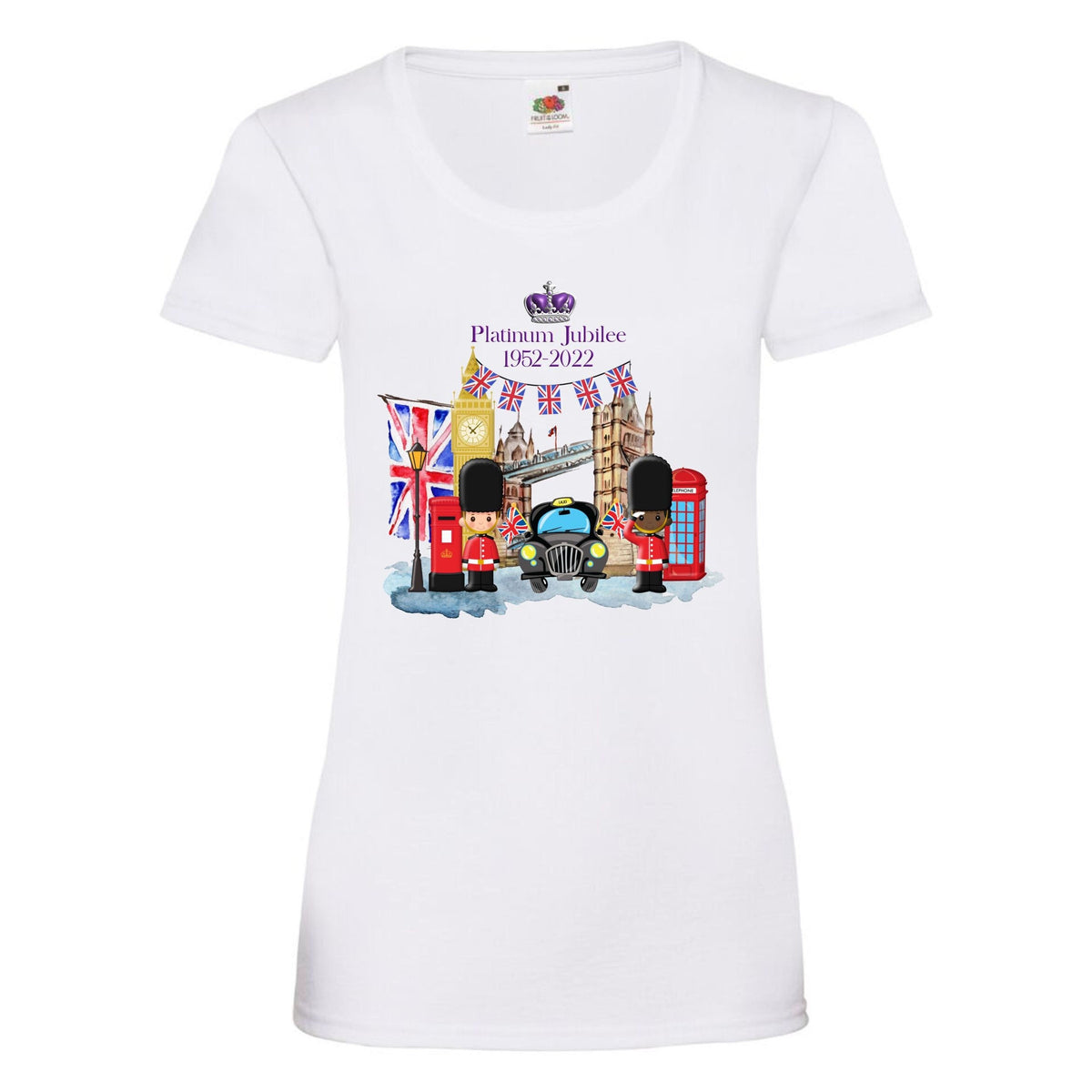 Queens Platinum Jubliee T Shirt Womens TShirt Union Jack Queen Elizabeth Crown Royal Family Graphic Tee – Aesthetic Look · High-Quality Print