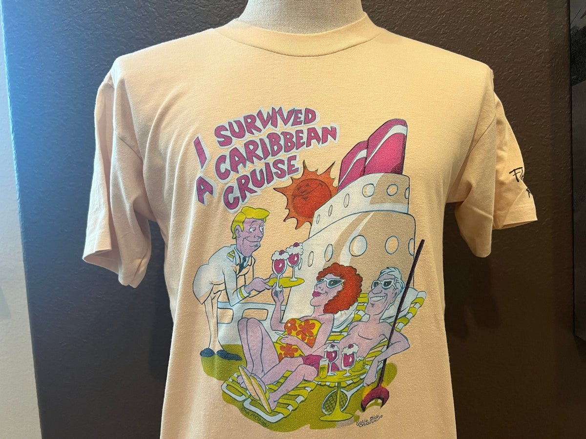 Vintage 8039s I Survived a Caribbean Cruise Yellow T Shirt Size L Graphic Tee – Cozy Vibes · Must-Have Style