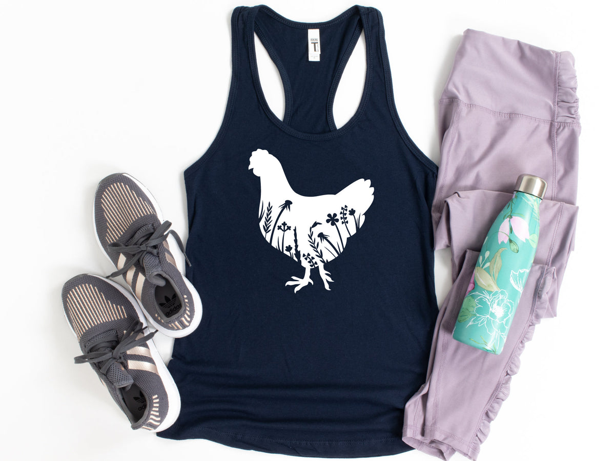 Chicken Lover Tank Tops Floral Chicken Tank Top Farm Racerback Tank Top Women39s Chicken Tank Chicken Lover Gift Farm Girl Shirt Tank Top – Easygoing Wear · Top Pick For Any Outfit