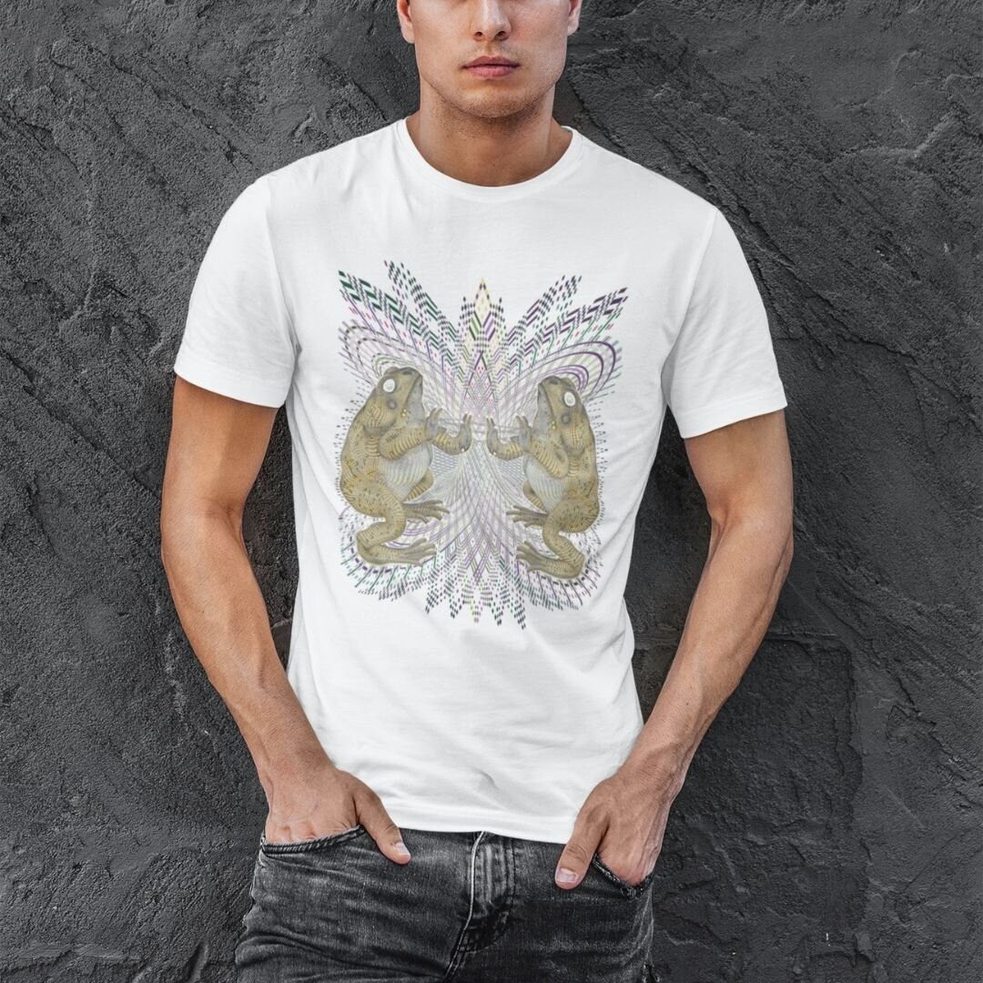BUFO ALVARIUS Toad Shirt Mens White T Shirt Printed Organic Cotton T Shirt Crew Neck Shirt Psychedelic Shirt Mens Graphic Tees 13923 Graphic Tee – Premium Graphic · Perfect For Daily Wear