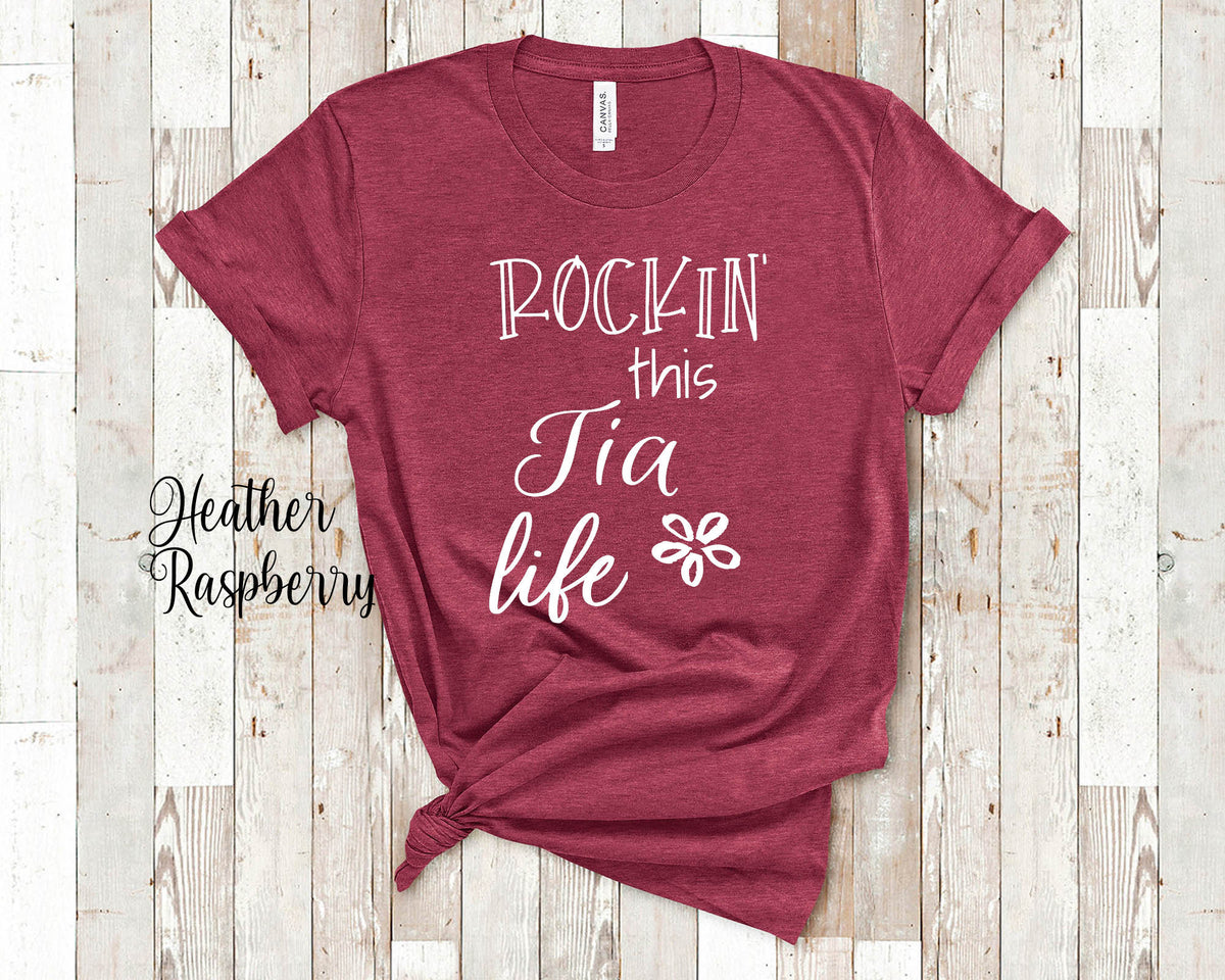 Rockin39 This Tia Life Aunt Tshirt Mexican Spain Spanish Gift Idea for Mother39s Day Birthday Christmas or Pregnancy Reveal Announcement Graphic Tee – Aesthetic Look · Must-Have Style