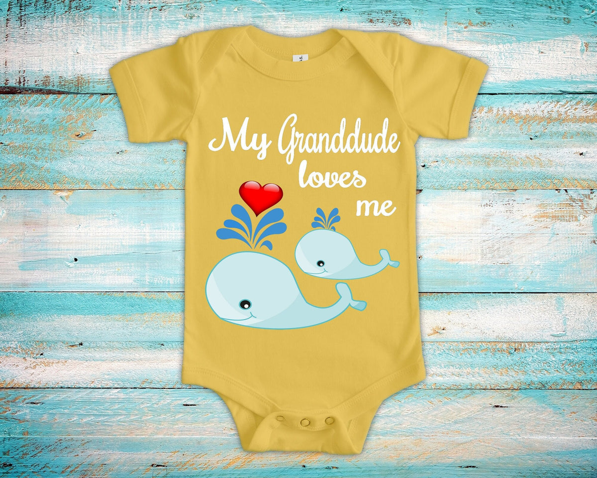 Granddude Loves Me Cute Grandpa Name Whale Baby Bodysuit Tshirt or Toddler Shirt Special Grandfather Gift or Pregnancy Reveal Announcement Graphic Tee – Premium Graphic · Trending Graphic Apparel