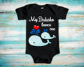 Dedusko Loves Me Cute Grandpa Name Whale Baby Bodysuit Tshirt or Toddler Shirt Special Grandfather Gift or Pregnancy Reveal Announcement Graphic Tee – Soft Feel · High-Quality Print