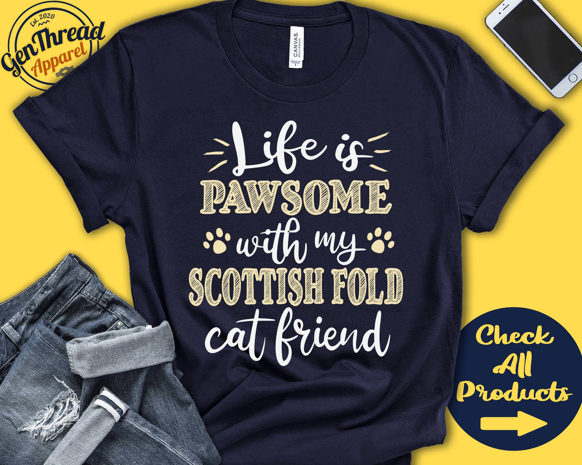 Scottish Fold Shirt Scottish Fold Gift Scottish Fold Cat Lover New Pet Parent Cat Parent Cat Mom Pawsome Tank Hoodie A0583 Hoodie – Bold Style · Perfect For Daily Wear
