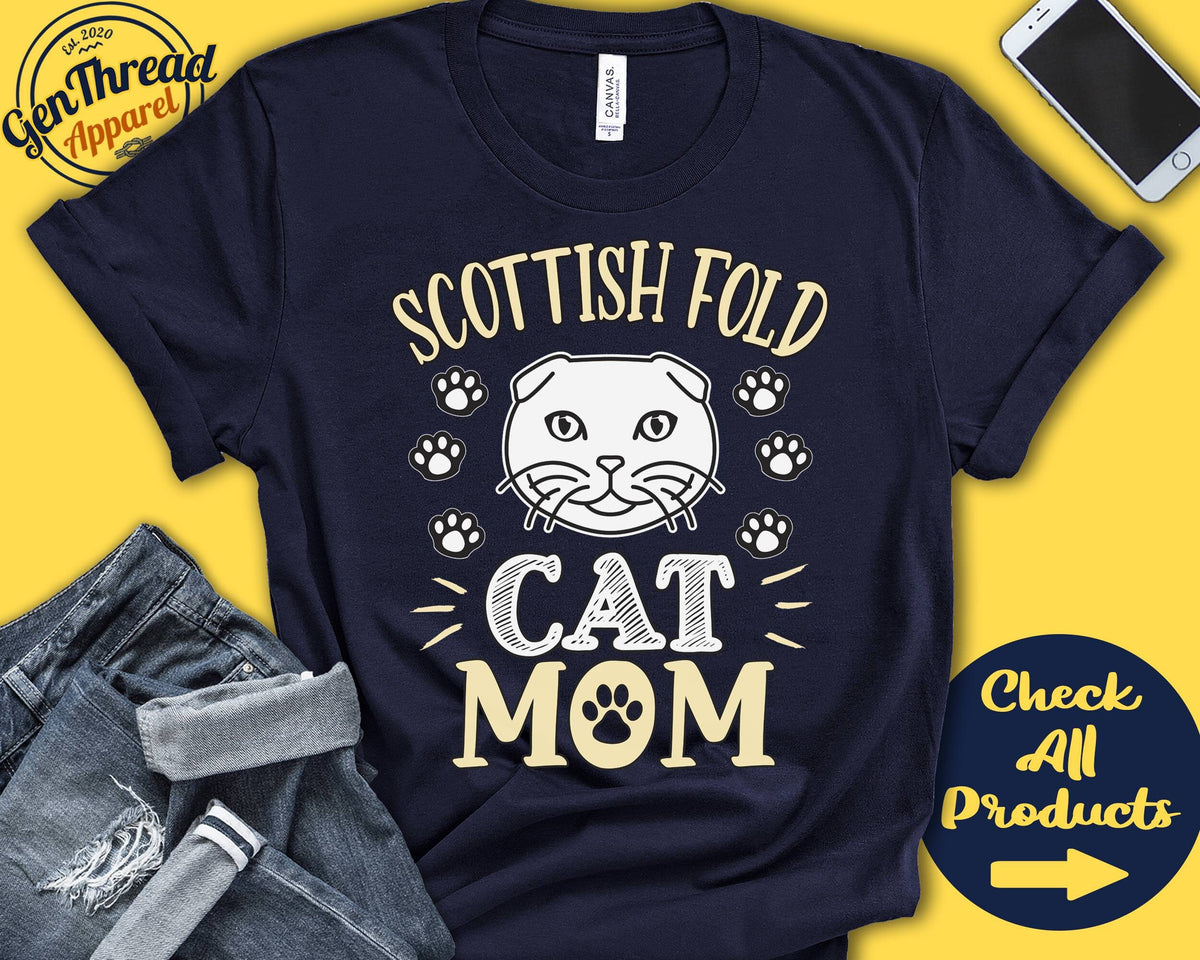 Scottish Fold Cat Mom Scottish Fold Cat Shirt Gift Mama Lover New Cat Parent Owner Pet Name Breed Tee Tank Hoodie A3576 Hoodie – Easygoing Wear · High-Quality Print