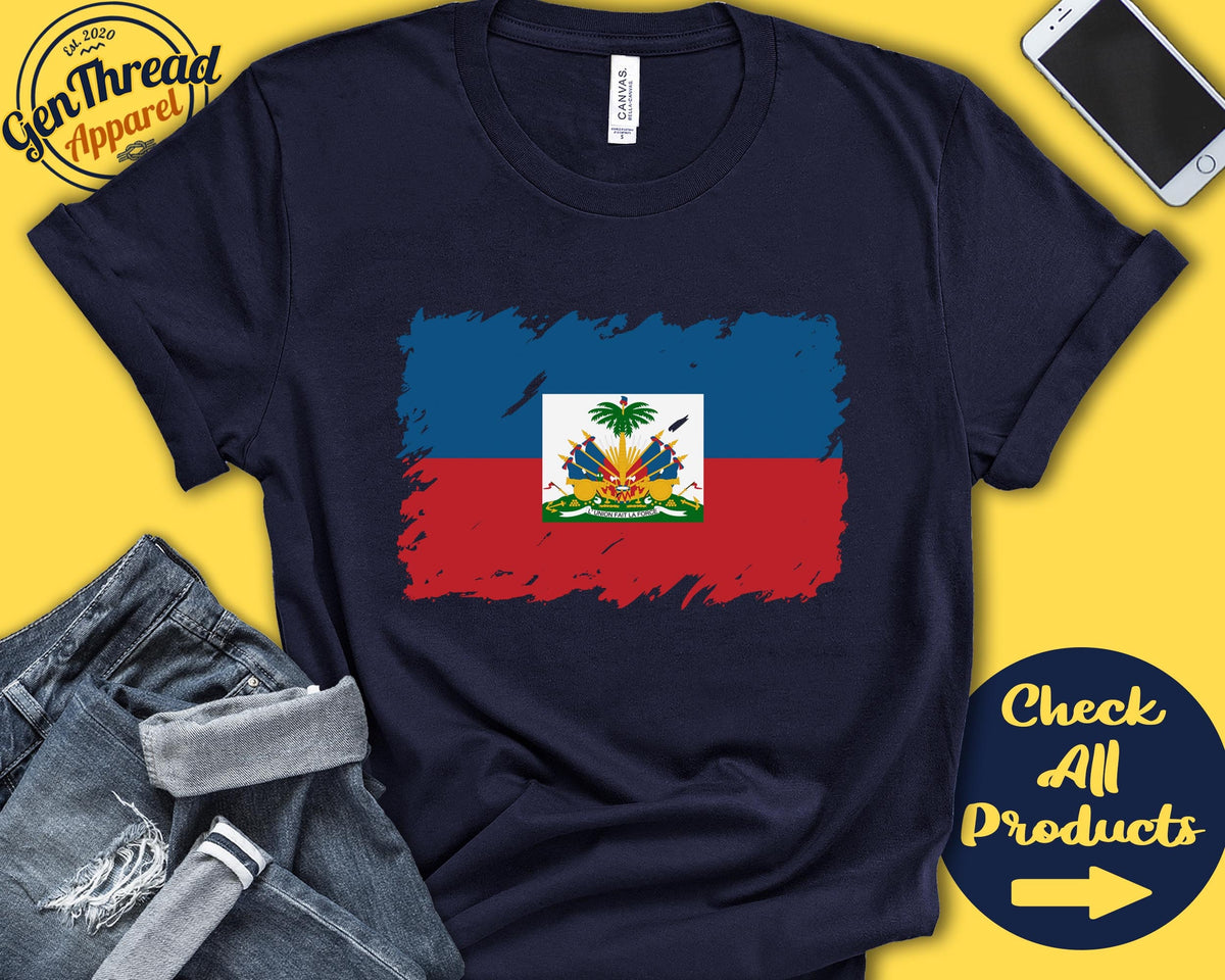 Haiti Flag Shirt Gift For Haitian Gift Proud Haitian Pride Haitian Root Caribbean Flag Country Shirt Tank Hoodie F0070 Hoodie – Everyday Comfort · High-Quality Print