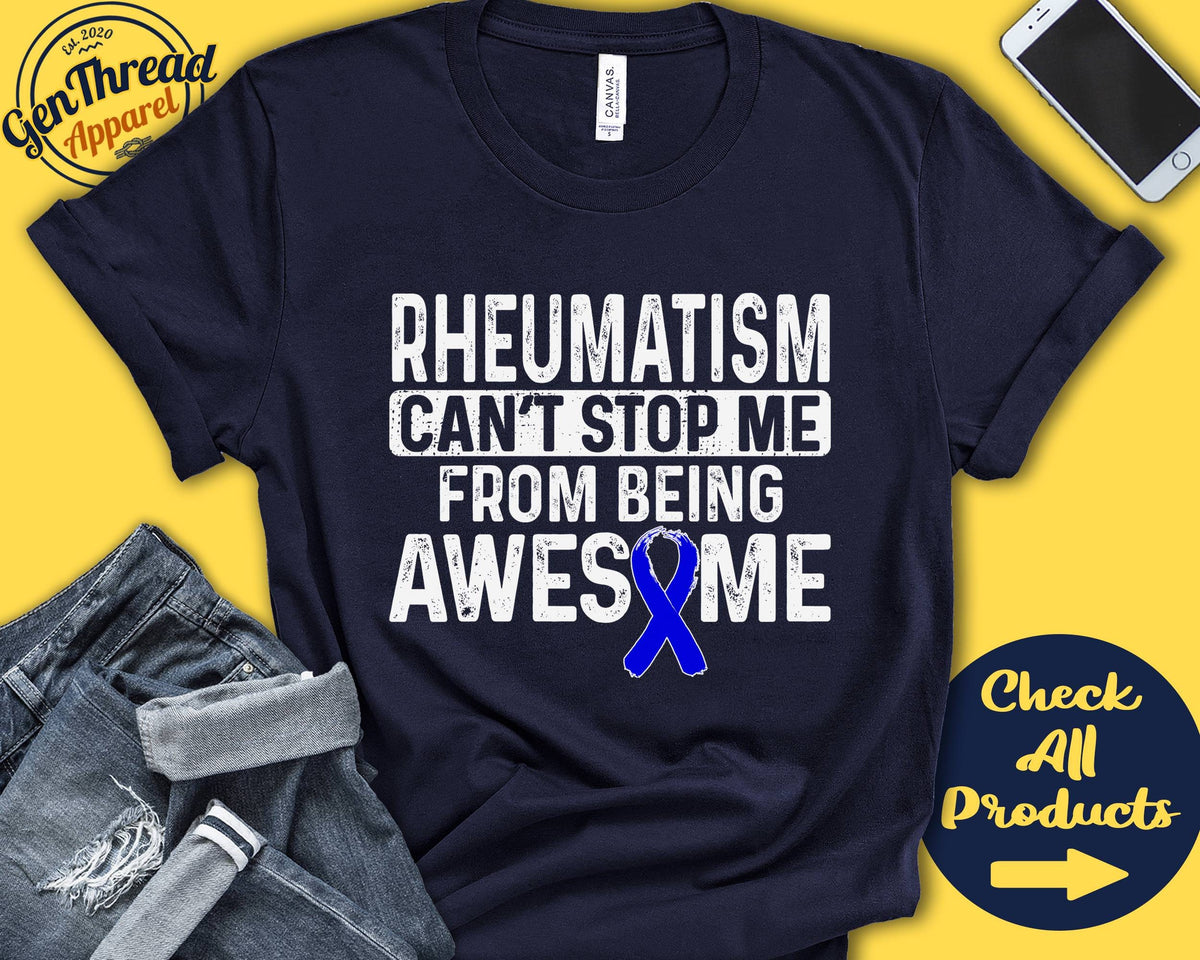 Rheumatism Shirt Rheumatism Awareness Blue Ribbon Fighter Warrior Surgery Recovery Cant Stop Tank Hoodie A0943 Hoodie – Everyday Comfort · Perfect For Daily Wear