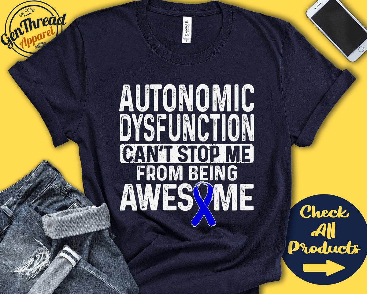 Autonomic Dysfunction Shirt Autonomic Dysfunction Awareness Blue Ribbon Fighter Warrior Recovery Cant Stop Tank Hoodie A0946 Hoodie – Easygoing Wear · Perfect For Daily Wear