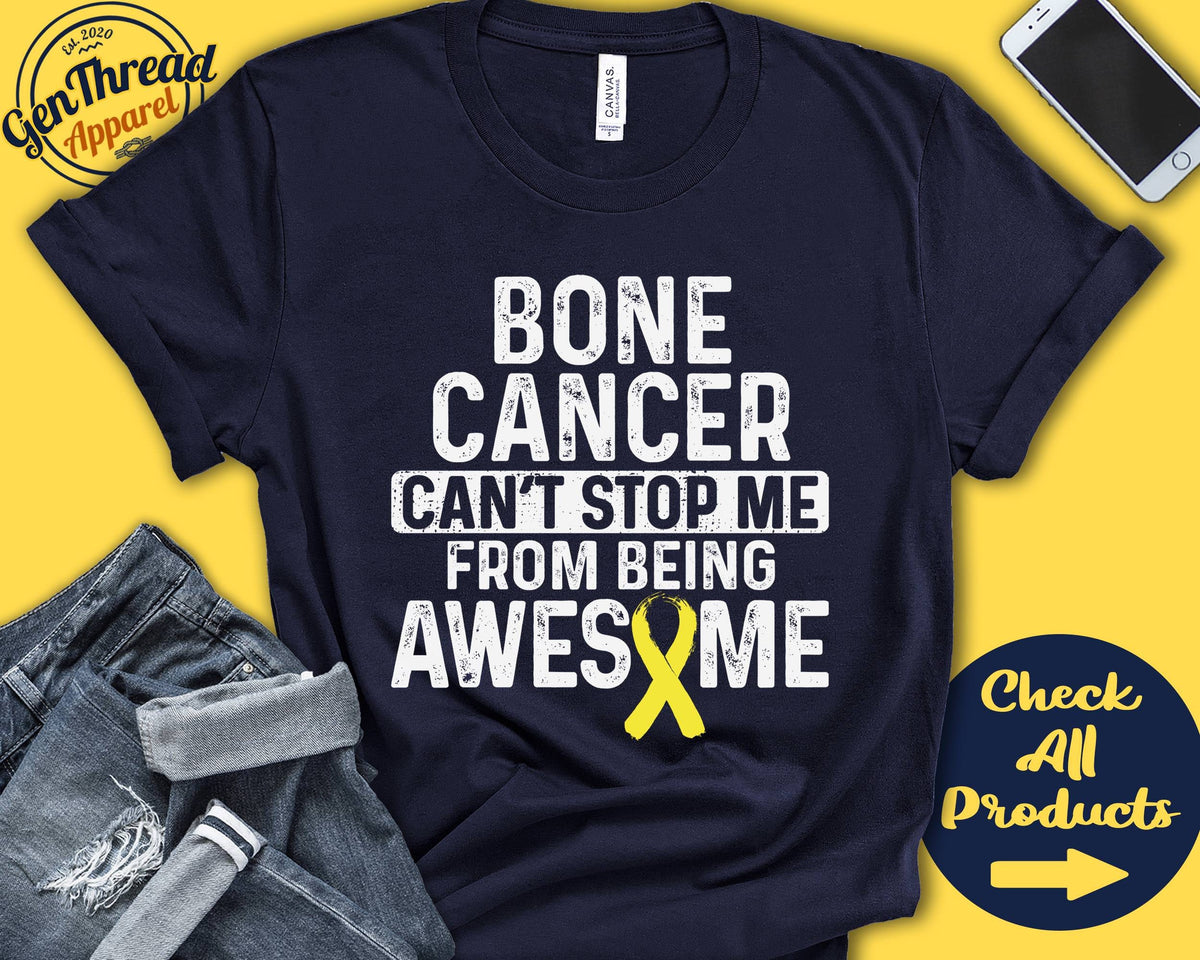 Bone Cancer Shirt Bone Cancer Awareness Yellow Ribbon Fighter Warrior Surgery Recovery Cant Stop Tank Hoodie A1110 Hoodie – Bold Style · Must-Have Style